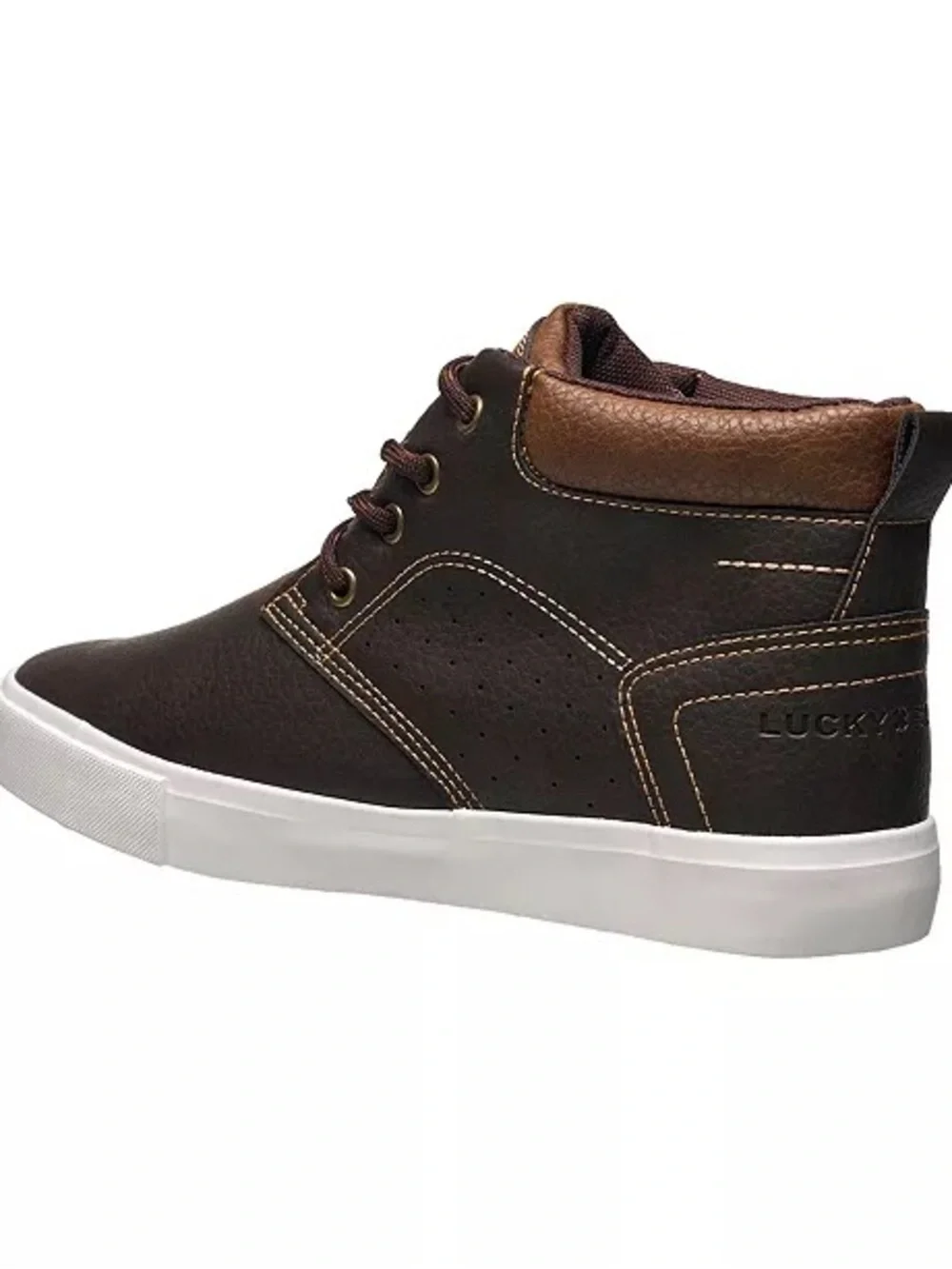 Lucky Brand Brown Leather-Textured‎ Chukka Boot with White Sole